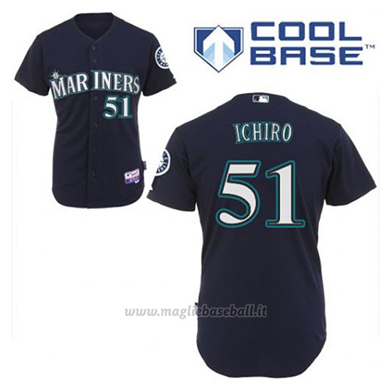 Maglia Baseball Uomo Seattle Mariners Ichiro Suzuki 51 Blu Blu Alterner Cool Base